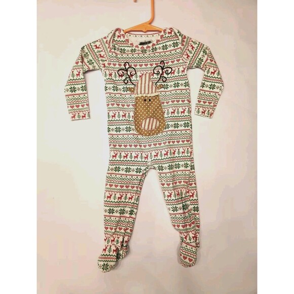 Mud Pie Kids Baby 6-9 Months 1 Pc Reindeer Cotton Red Green Christmas Outfit Set - Picture 1 of 5